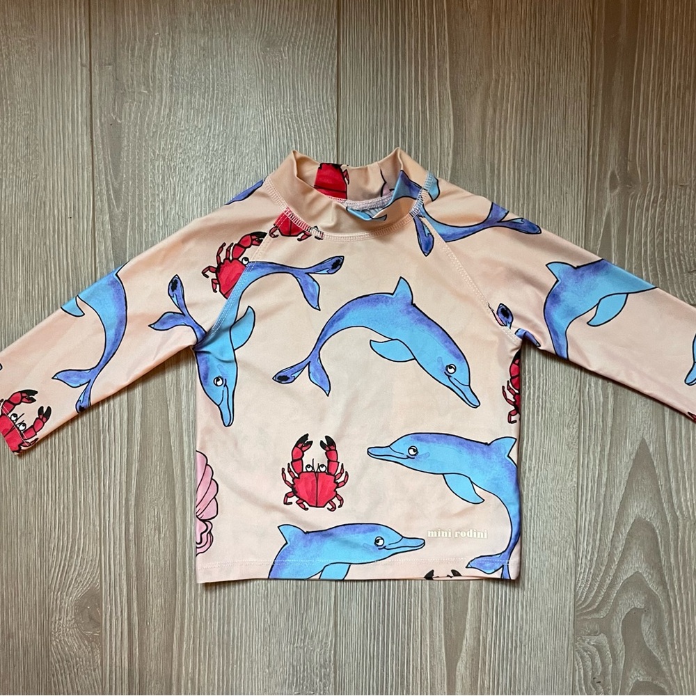 【 Mini Rodini 】Dolphin Rash Gurad 12-18m